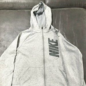 Boys Nike Zip-up Hoodie Sz L Large Grey DRI-Fit-GREAT CONDITION!